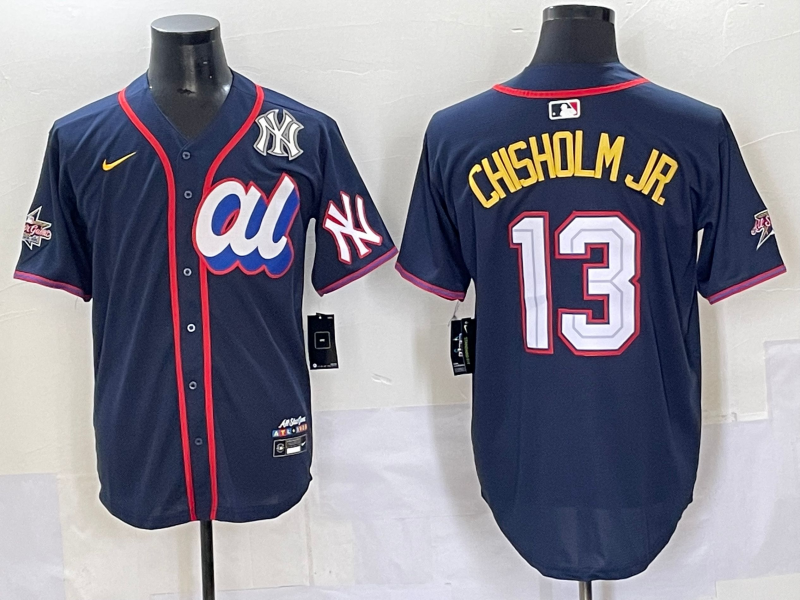 Men 2025 New York Yankees #13 Chisholm Jr Drak Blue All star Blank Blue Nike MLB Jersey style 8->new york yankees->MLB Jersey